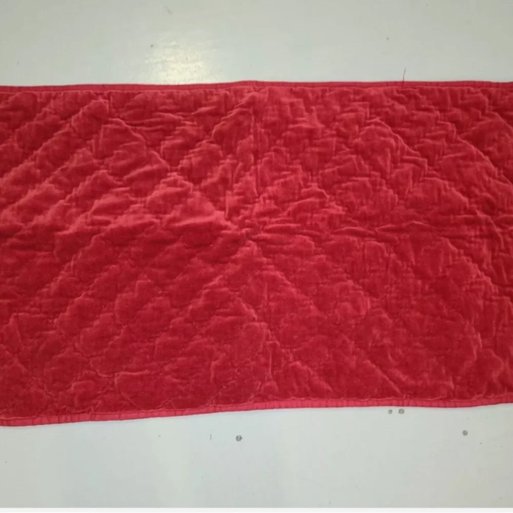 Crate & Barrel Red Velvet Pick Stitch King Shams -2